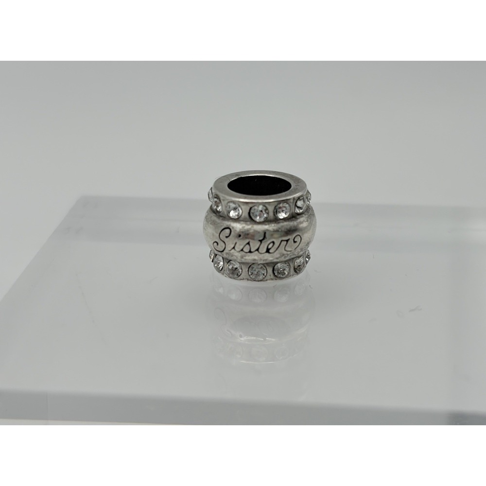 Brighton Sister Charm Silver Tone Crystal Bead Spacer Add a Bead